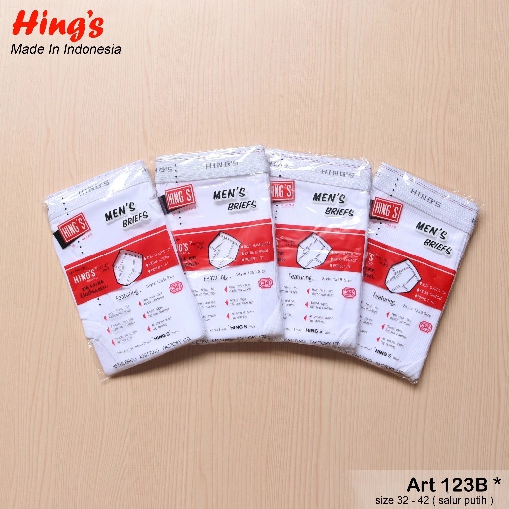 [ 3 pcs ] CD Hing's 123B Salur / CD Rider 125B Salur  / Celana Dalam Pria Putih Salur / Sempak Rider