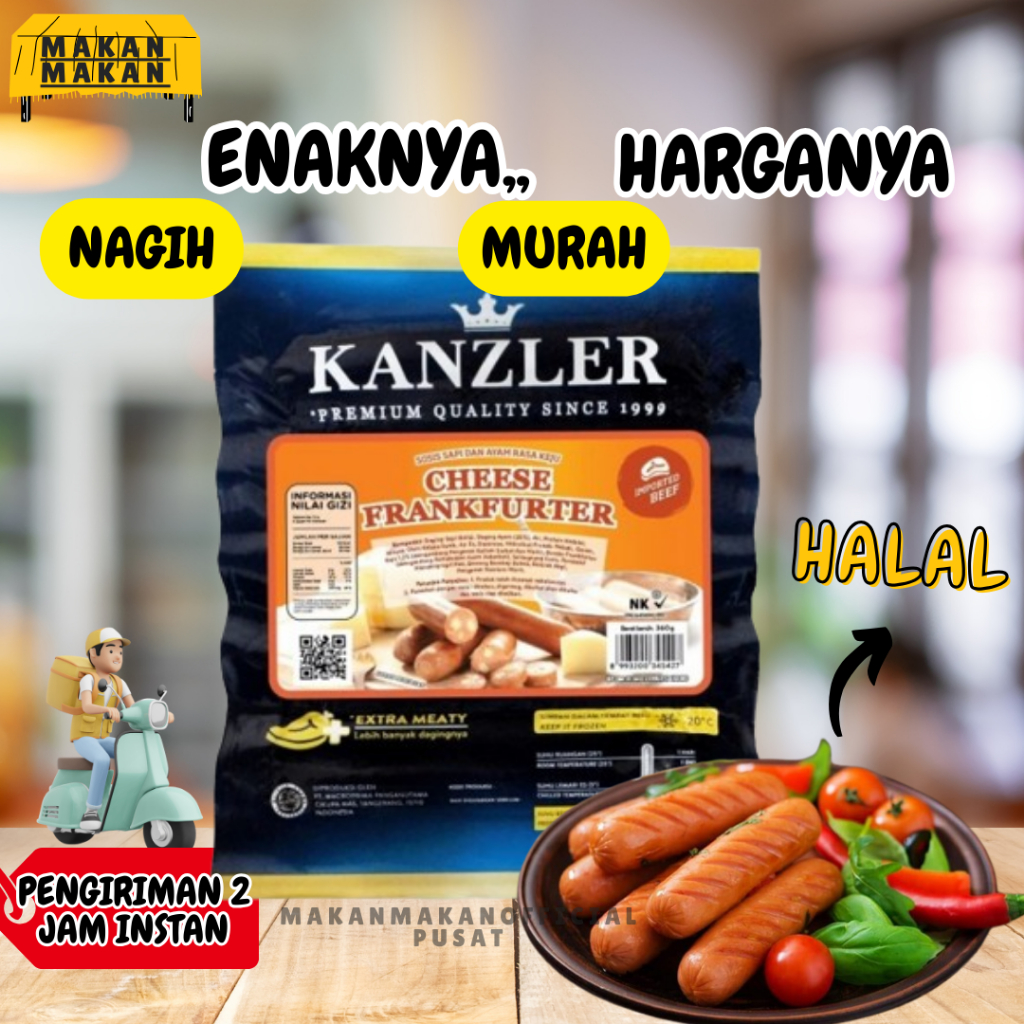 

Kanzler Cheese Frankfurter./KANZLER SOSIS AYAM SAPI KEJU CHEESE FRANKFURTER 360 GR
