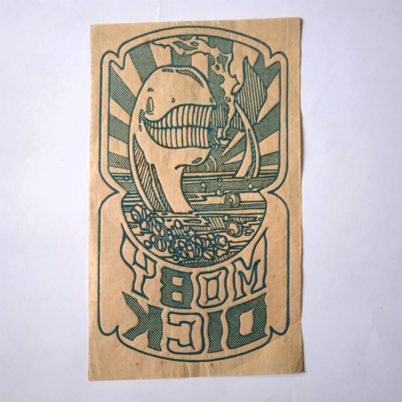 

Vintage Stiker Sablon Setrika Lama MOBY DICK 1980's Display Tua
