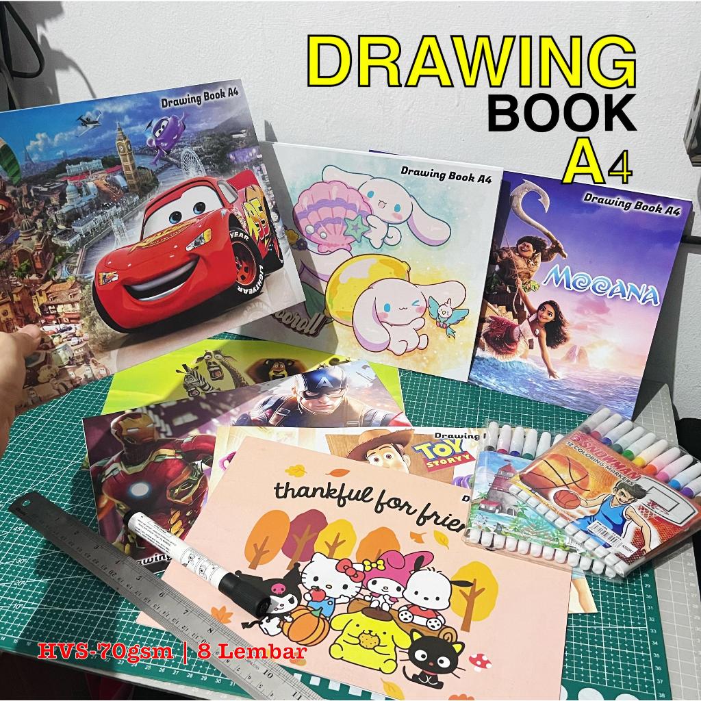 

BUKU GAMBAR ANAK (Drawing Book) | Buku Menggambar Fancy Cover Karakter Kartun / Animasi (A4 | 8 Lembar | HVS-70gr)