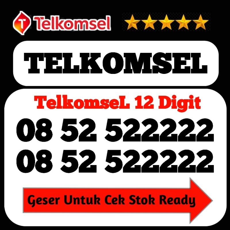 Kartu Perdana Nomor Cantik Telkomsel 12 Digit 4G/5G SimPATI As Loop Kwartet Jendral Panca 1111 22222