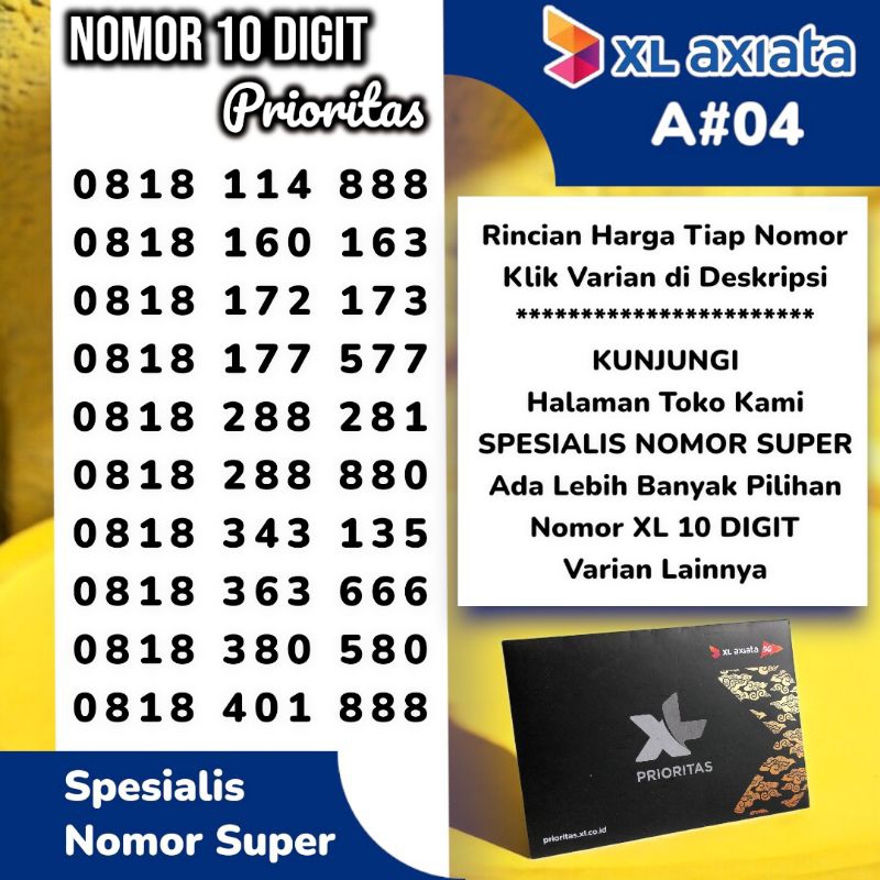 Nomor Cantik XL 10 Digit Kartu Prioritas - Mix Perpaduan Prabayar Paskabayar
