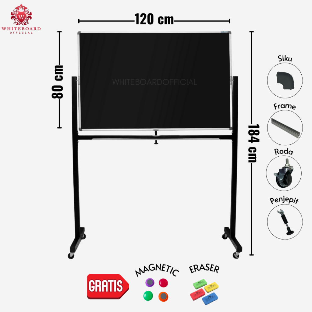 

SAKANA Papan Tulis Blackboard Magnet 80x120cm Gantung / Black Board / Chalkboard / Papan Board