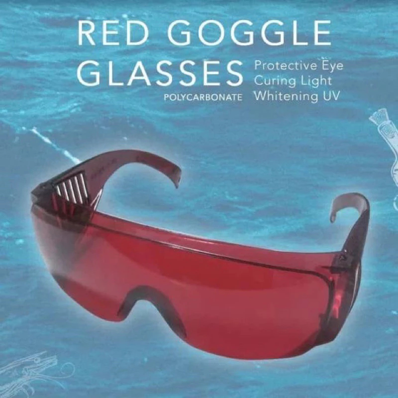 Kacamata Merah Red Light Cure Laser Whitening Bleaching Gigi Lightcure Kaca Mata LC anti Radiasi