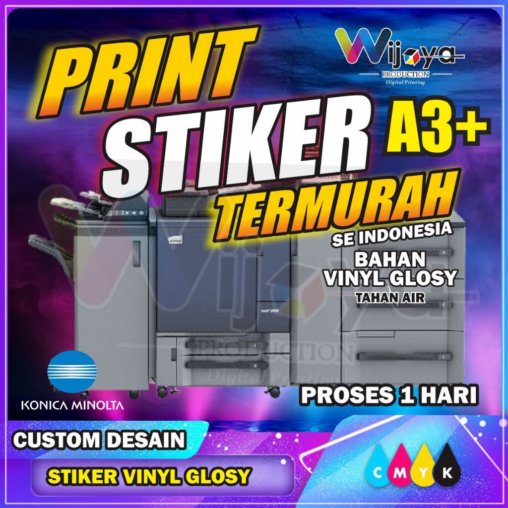 

Print Sticker Vinyl A3+, Cetak Cut Stiker Label Vinyl (Tahan Air) Murah Bagus, Klaten