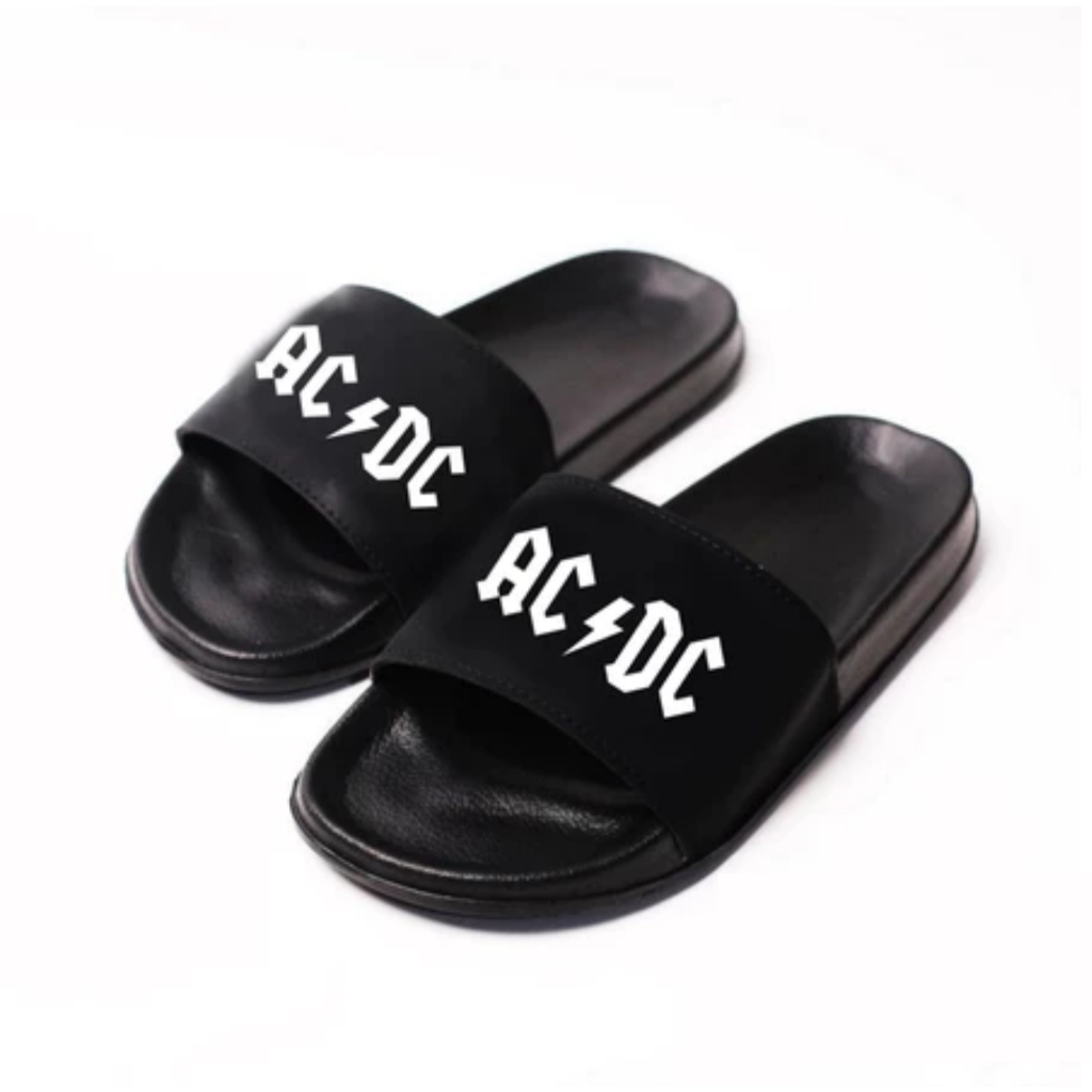 SANDAL ACDC FONT SANDAL SLOP SANDAL BAND PREMIUM ORIGINAL KEREN SANDAL SLOP POLOS SANDAL SLOP TANPA 