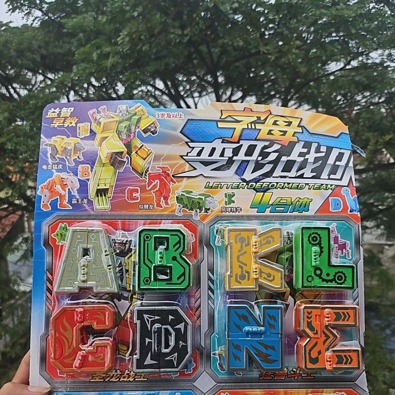 robot huruf ABCDEFGHJIKLMN gabung / mainan robot dinosaurus huruf / robot robotan / mainan edukasi a