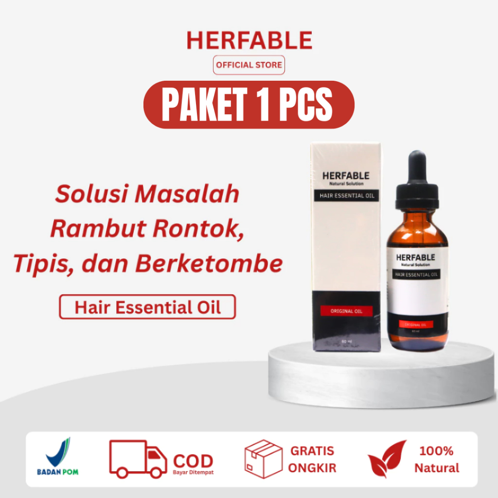 Herfable - Hair Oil Serum Rambut Anti Rontok Mempercepat Pertumbuhan Rambut Original BPOM RI