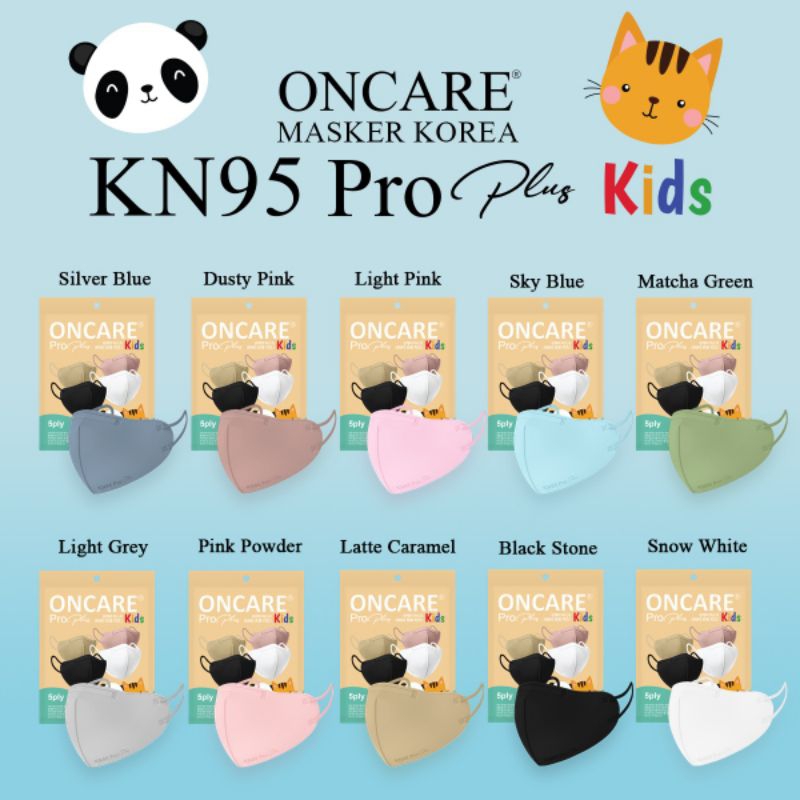 Masker ONCARE  KN95 Pro Plus KIDS 5Ply Premium Isi 10pc
