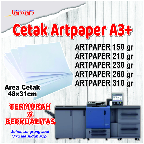 Cetak Warna A3+ Kertas Artpaper Murah Sehari Jadi / Bahan Artpaper / Print A3+ full colour / Artpape