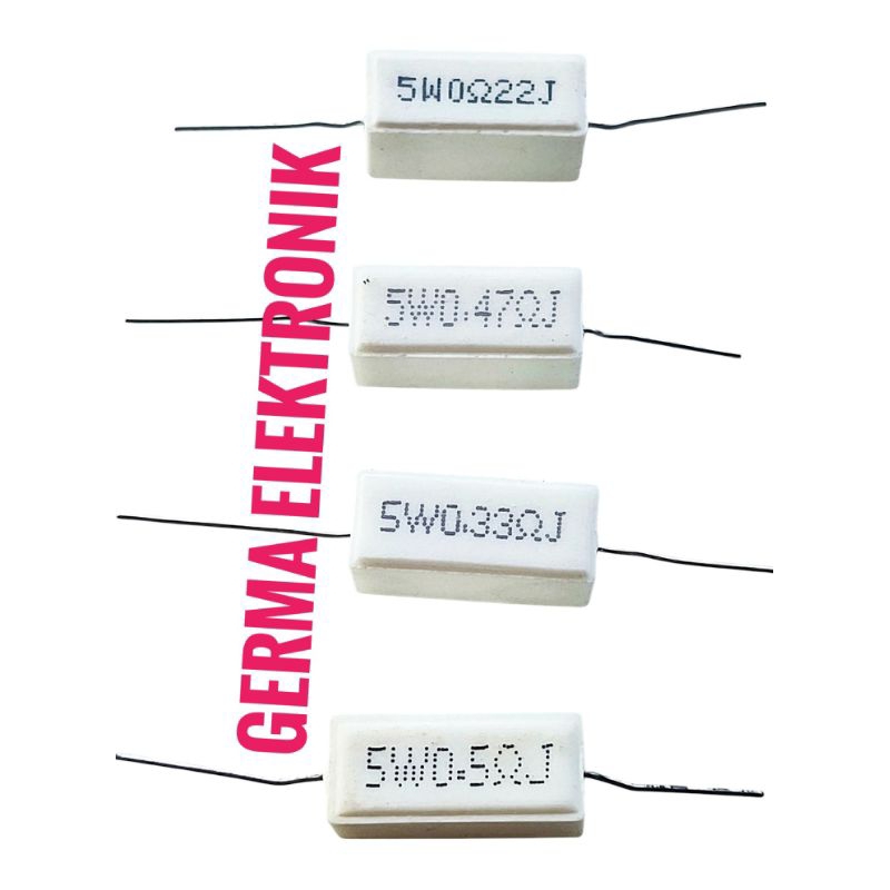 Resistor 5 watt 0,22 ohm, 0,33ohm, 0,47 ohm, 0,5ohm