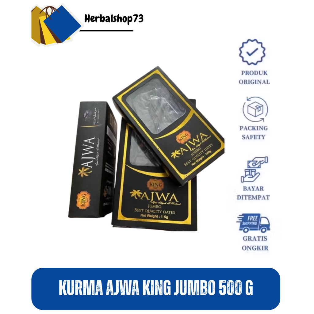 

Kurma King Dates Ajwa JUMBO 500gr / Kurma Asli Madinah Kurma Ajwa Kurma Nabi