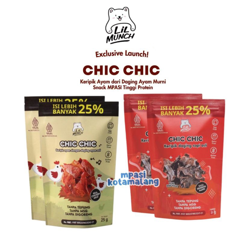 

12+ CHIC-CHIC LIL MUNCH KERIPIK DAGING AYAM SAPI TINGGI PROTEIN - CEMILAN ANAK