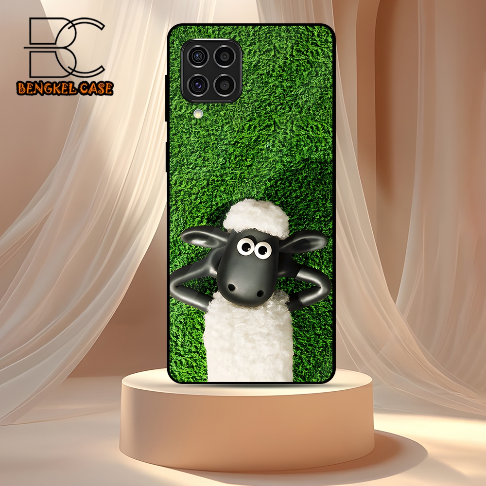 |BS118| CASE SAMSUNG M62 KILAU EFEK KACA CASE HP KUALITAS HD MOTIF SHAUN THE SHEEP