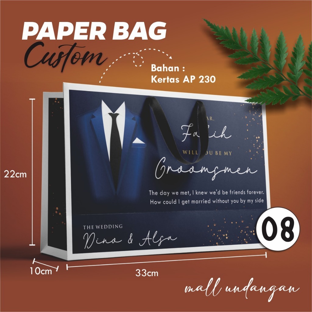 PAPER BAG CUSTOM AP SATUAN - PAPERBAG BRIDESMAID FULL COLOUR  SIMPLE GIFT FREE DESIGN