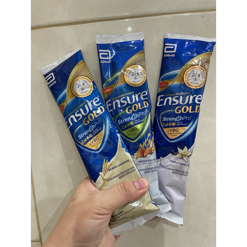 Ensure gold malaysia sachet 60,6g rasa vanila,gandum dan almond