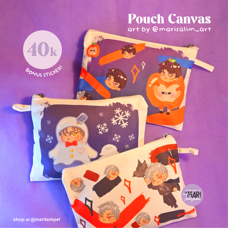

Pouch Canvas Anime/Love and Deepspace/Genshin/Howls Moving Castle - Tempat Pensil dan Makeup by Mari Tempel