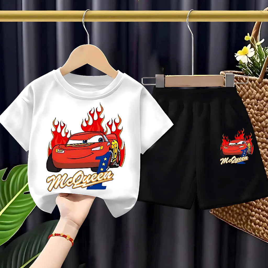 Setelan Baju Dan Celana Pendek Anak Laki-Laki Gambar MC Queen1 - Untuk Anak Usia 1-10 Tahun / Set Ba