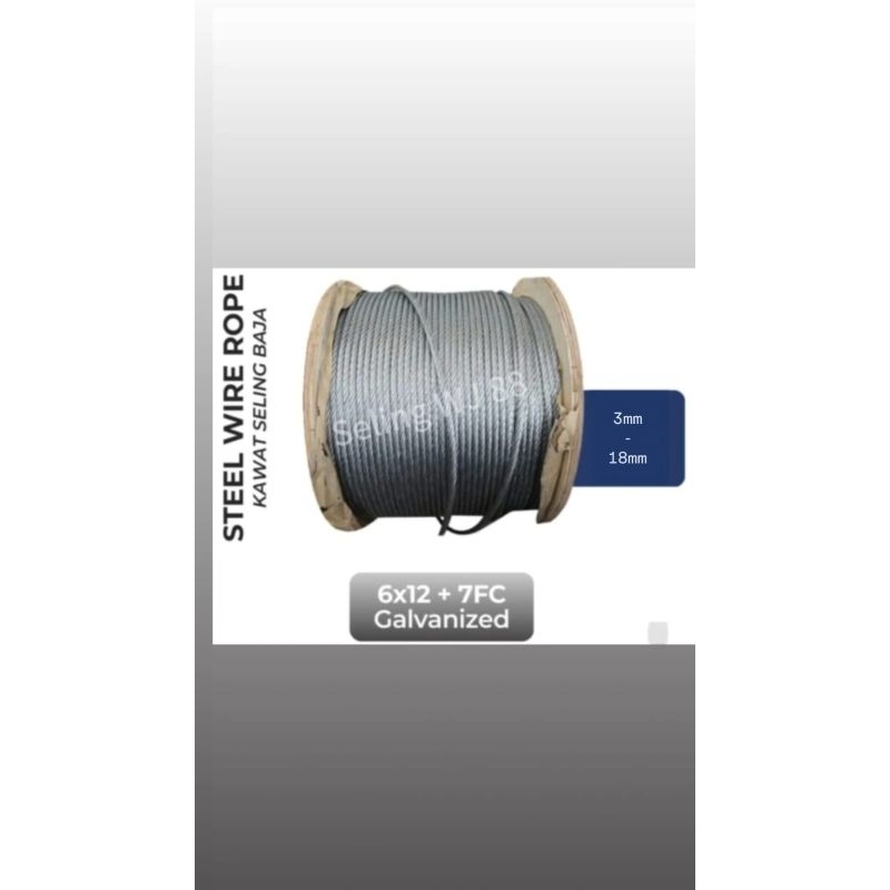 Kawat Seling 4mm Baja Galvanis/Wire Rope 4mm/Kawat Sling 3mm Galvanis