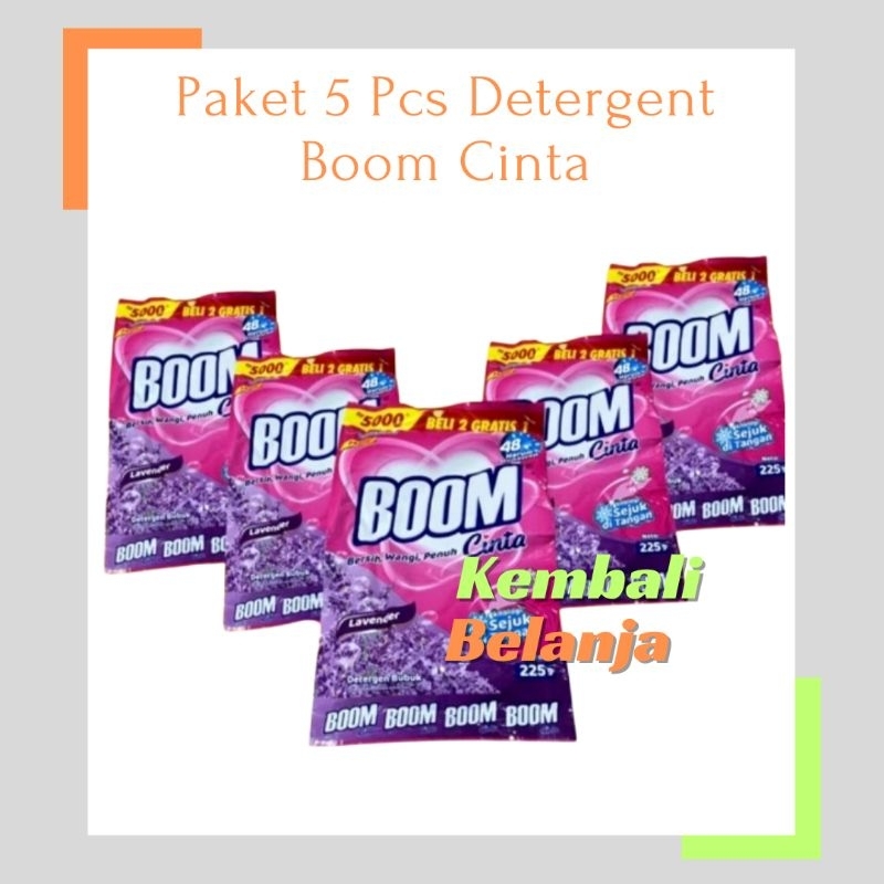 Paket 5 Pcs Detergen Bubuk BOOM 225 Gram/ Deterjen Boom 5000/ Boom Lavender/ Sabun Detergen/ Deterge