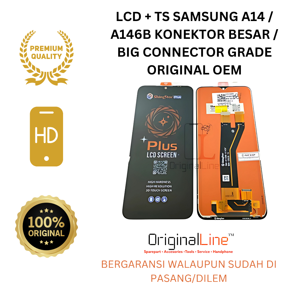 LCD + TS SAMSUNG A14 / A146B KONEKTOR BESAR / BIG CONNECTOR GRADE ORIGINAL OEM