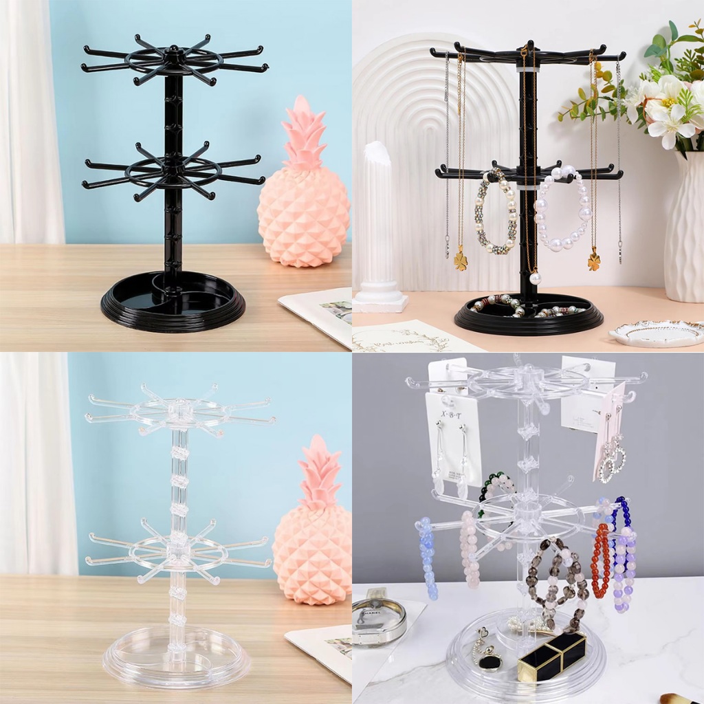 "2 susun Rak Display putar Matahari Aksesoris putar Serbaguna Untuk Gantungan Kunci Rak Tempat Gelan