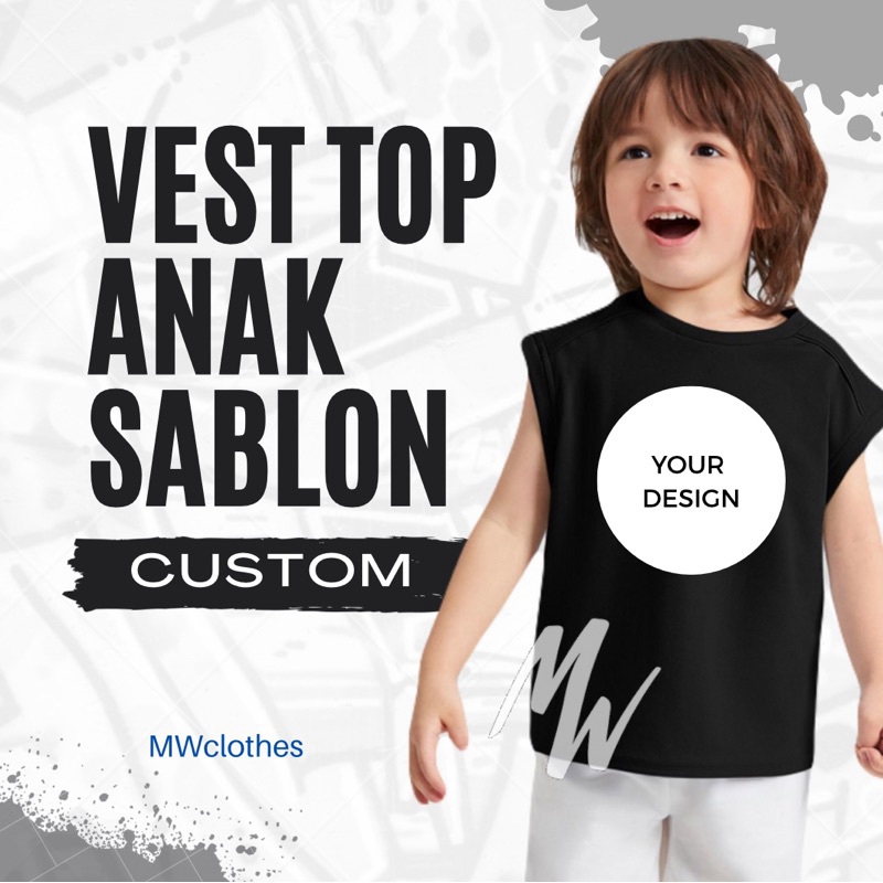 Sablon Custom Vest Top Anak | Sablon Kaos Custom | Sablon Design Sendiri | Sablon Custom Ulang Tahun