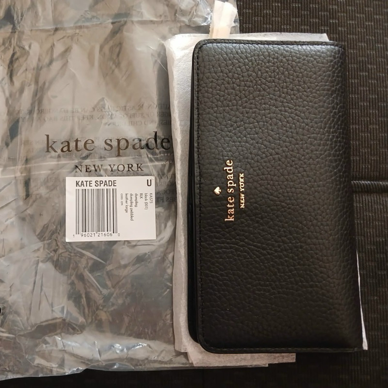 Kate Spade Dumpling Large Slim Bifold Wallet Black Leather