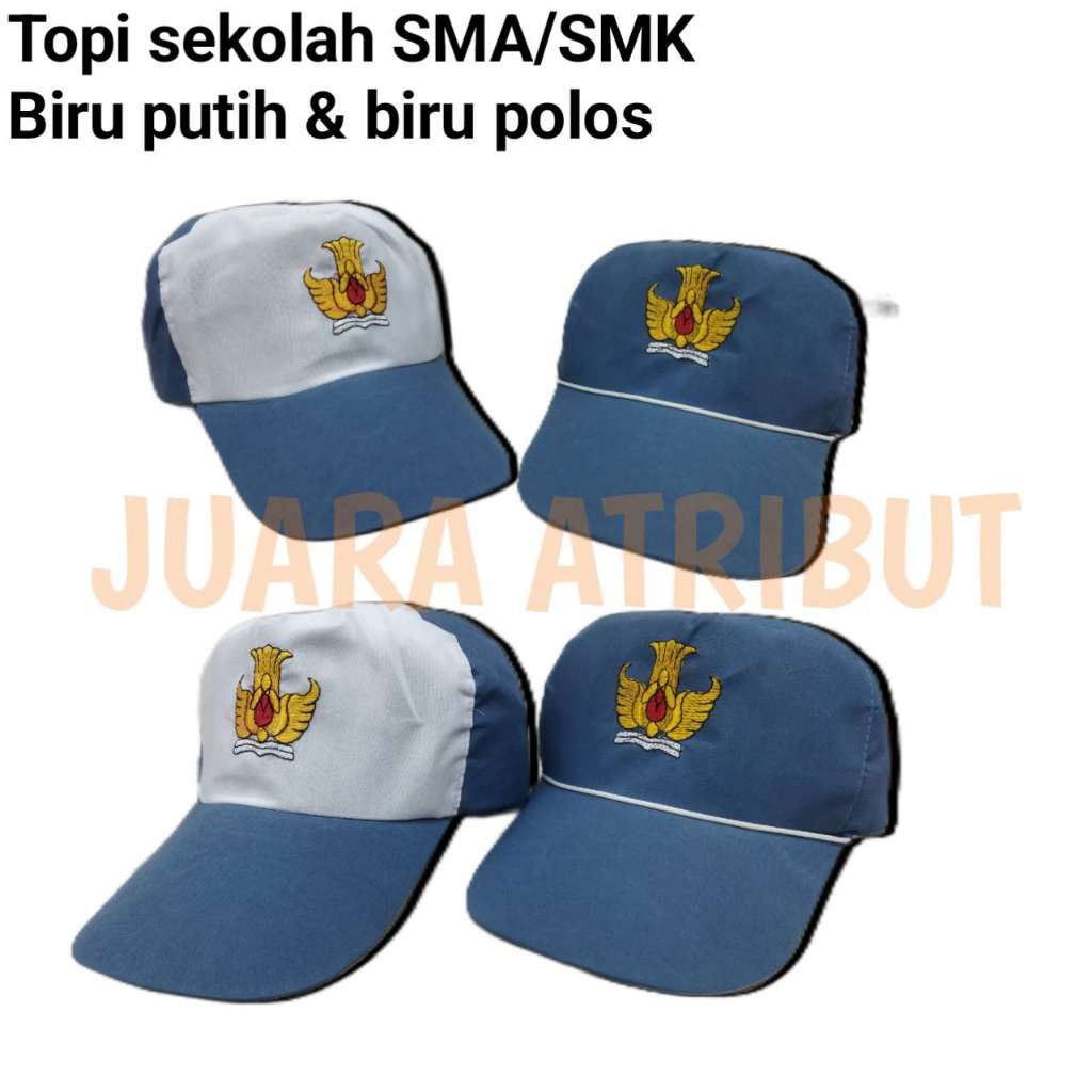 TOPI SEKOLAH SMA/TOPI SEKOLAH SMK/TOPI SEKOLAH BORDIR/TOPI SEKOLAH PEREKAT/ TOPI SEKOLAH BIRU PUTIH
