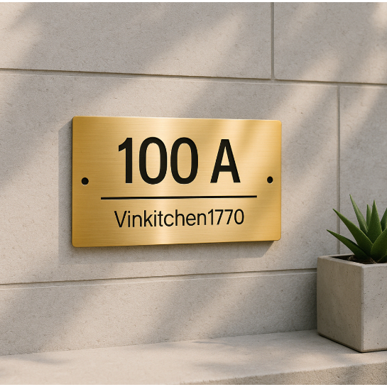 Nomor Rumah Stainless Gold Laser Cut Custom