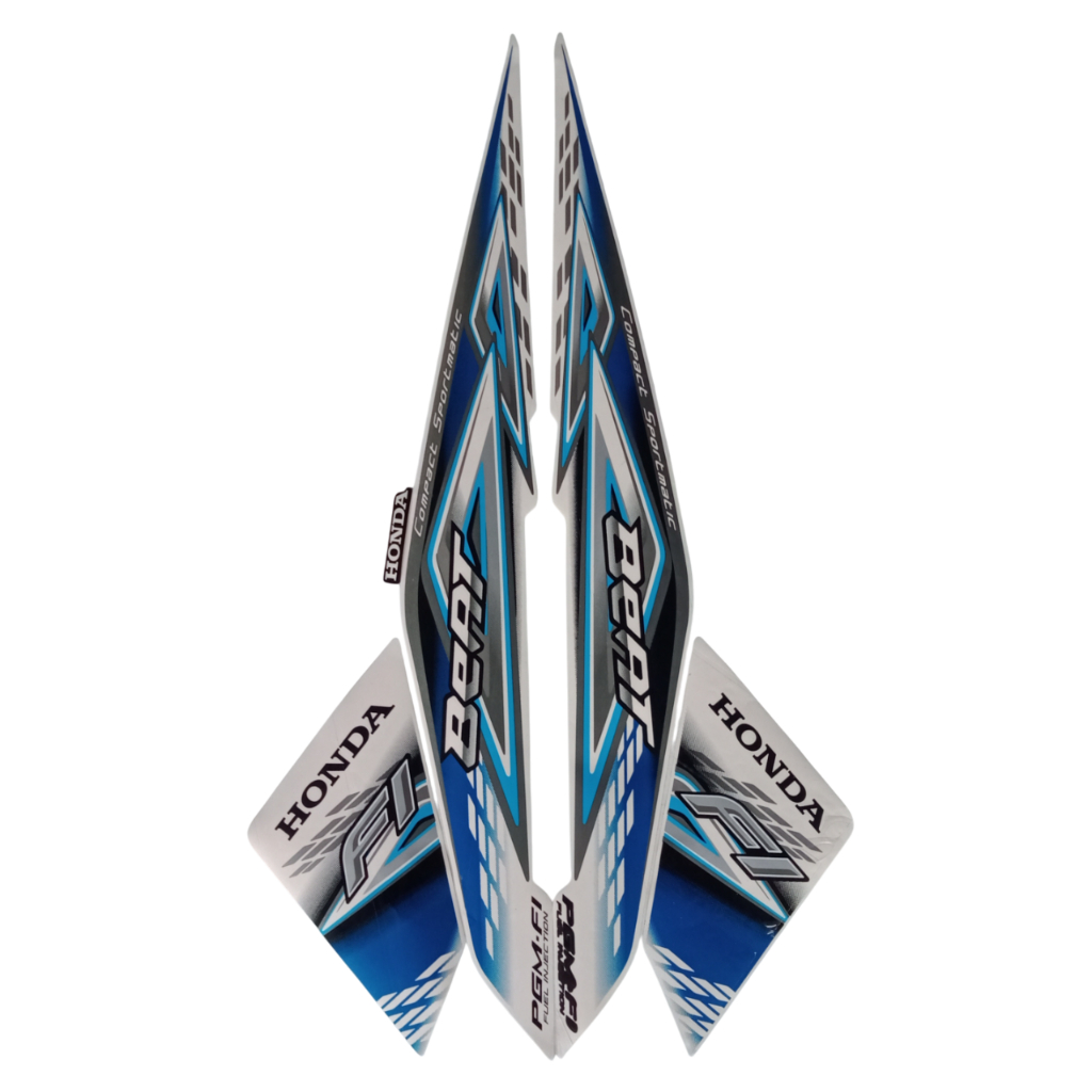 Striping Sticker Honda Beat fi 2014 Biru Putih list body motor beat 2014