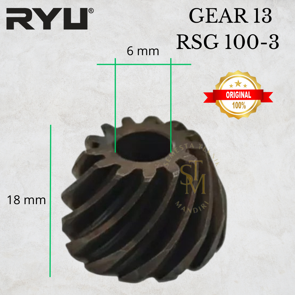 RYU Gigi Nanas Gerinda / Spiral Bevel Gear 13 RSG 100-3 / Gear Spiral Mesin Gerinda Tangan 4 Inch 4"
