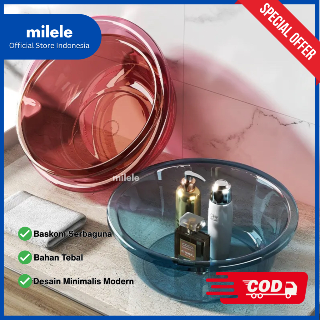 MILELE Baskom Plastik Transparan Serbaguna Baskom Air