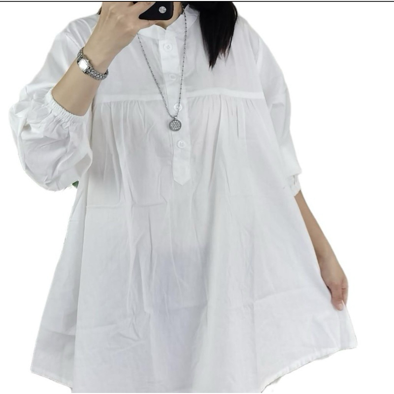 Baju Katun Rayon Panjang Rania Twill Blouse Casual Wanita Dewasa khusus jumbo ld 120-130cm Atasan Ce