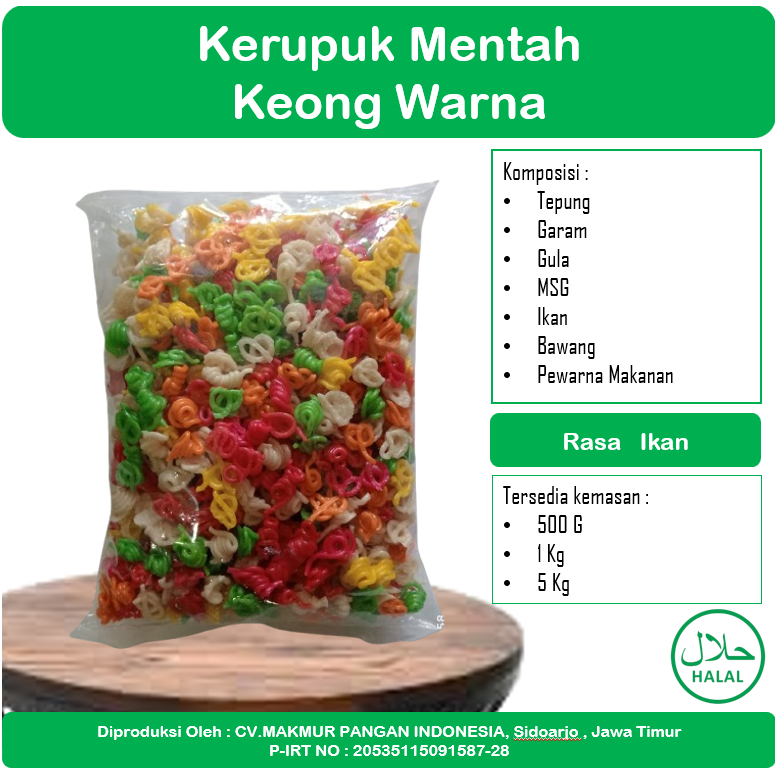 

KERUPUK KEONG WARNA 5 kg / Ball MENTAH