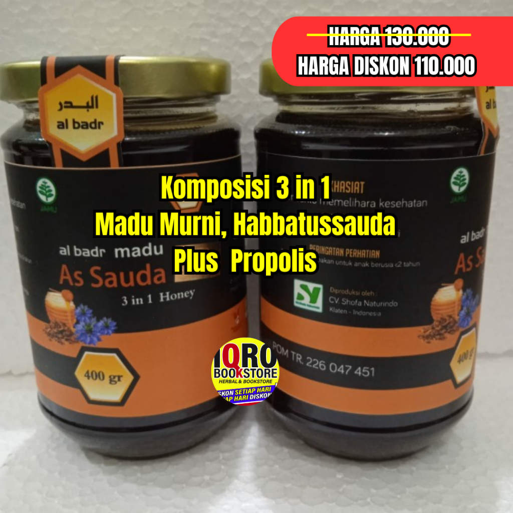 

MADU AS SAUDA 3 IN 1 | MADU, HABBATUSSAUDA & PROPOLIS PERPADUAN 3 HERBAL TERBAIK MADU, HABBATUSSAUDA & PROPOLIS | BISA COD
