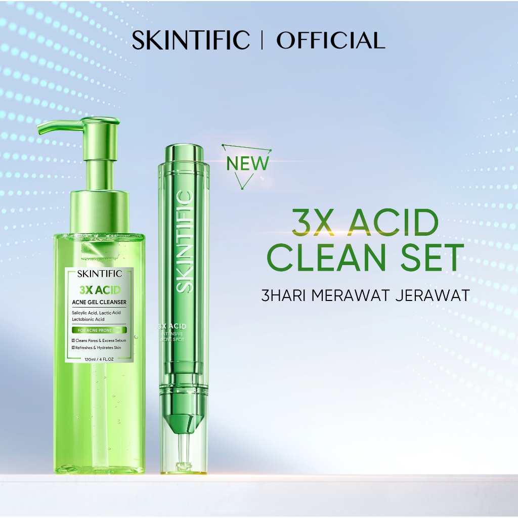 SKINTIFIC - 3X Acid Intensive Acne Spot Set | Salicilyc Acid Spot Serum Salicylic Lactic Lactobionic
