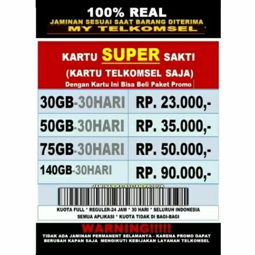 KARTU SAKTI TELKOMSEL PAKET MURAH TELKOMSEL COD SELURUH INDONESIA