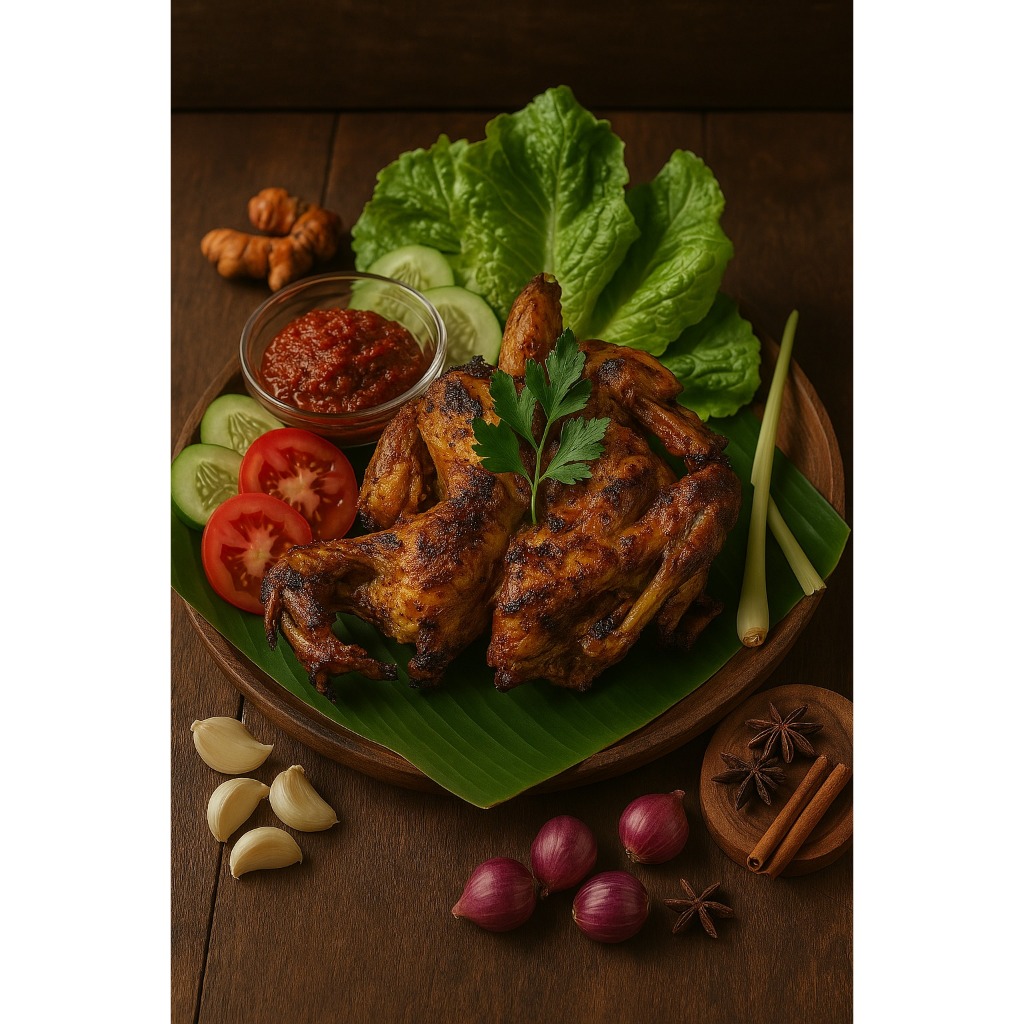 

Ayam Kampung Panggang 1 ekor + Bumbu bakar + Sambal (Siap Saji - Vakum)