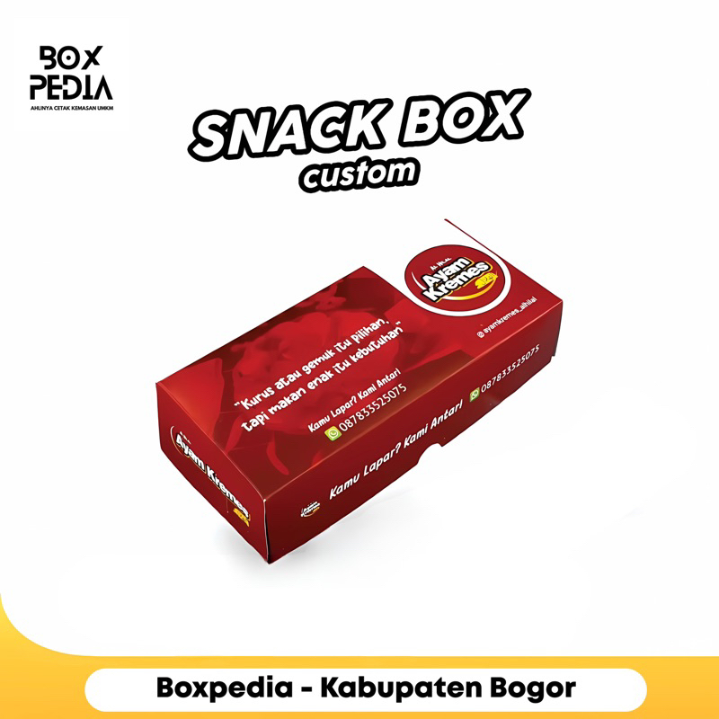 Snack Box Custom Full Color | Cetak Kemasan Roti Desain Sendiri Bahan Tebal