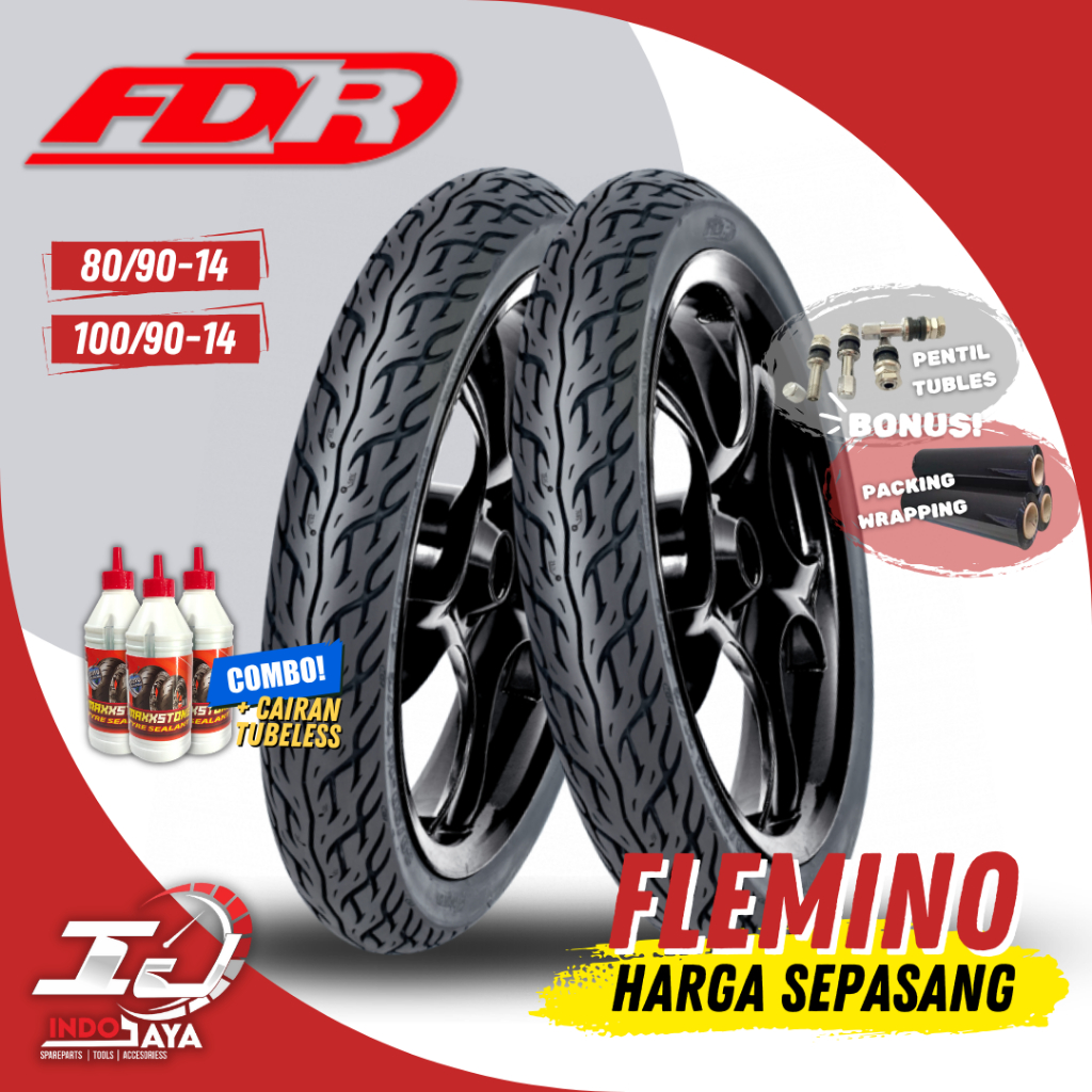[PAKET MURAH SEPASANG] BAN FDR FLEMINO TUBELESS (80/90-14 & 100/90-14) MA 3DN / BAN LUAR MOTOR MATIC