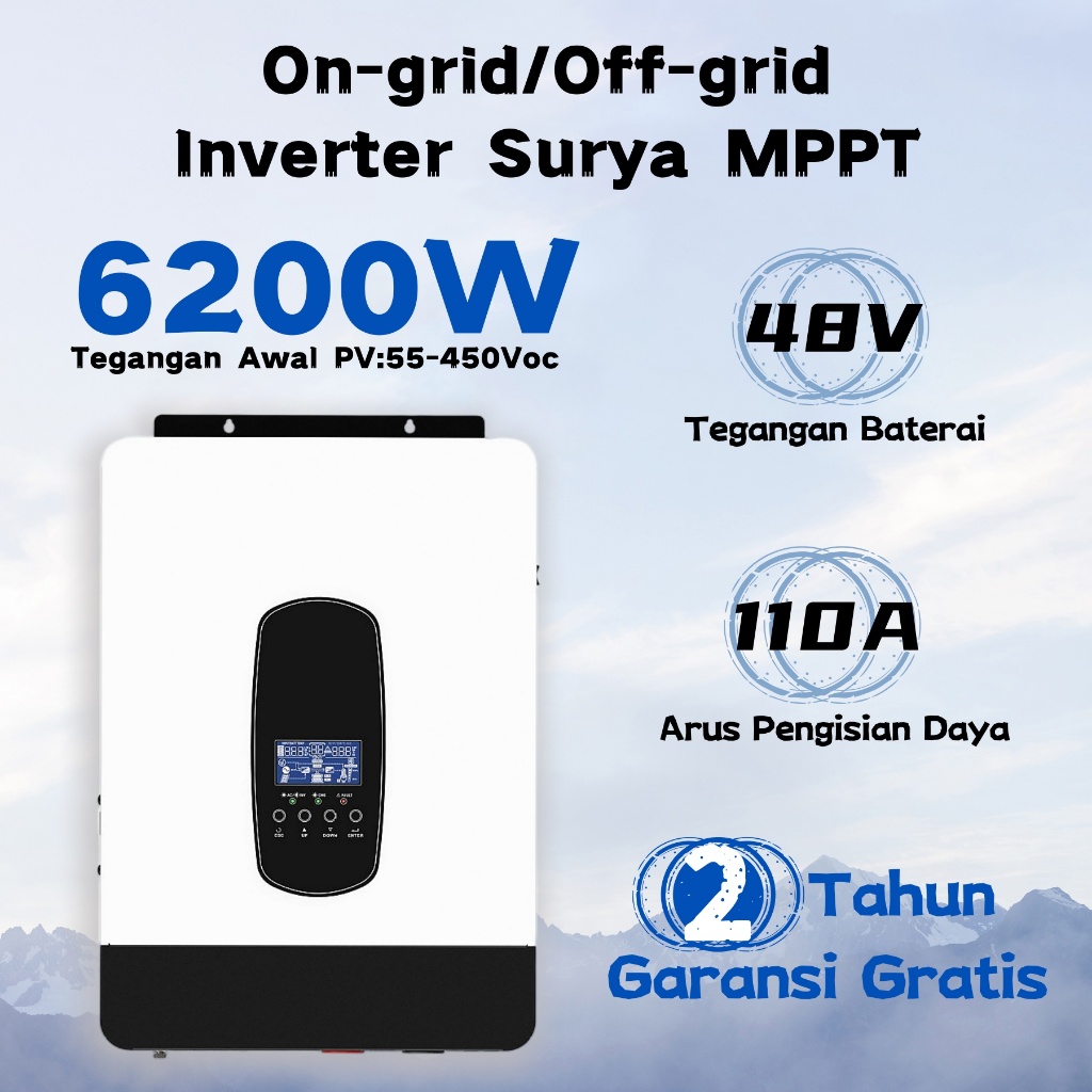 6.2KW Hybrid Solar Inverter Hybrid Grid Tie MPPT Hybrid Inverter 48V 450VDC Off-Grid Hybrid Solar In
