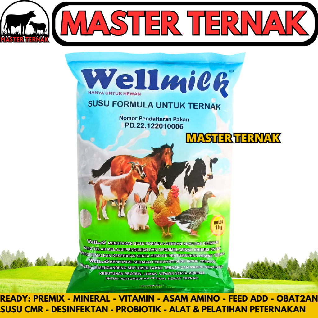 SUSU WELLMILK 1KG - Wellmilk Susu Anak Sapi Kambing Domba Hewan Pengganti Susu Induk