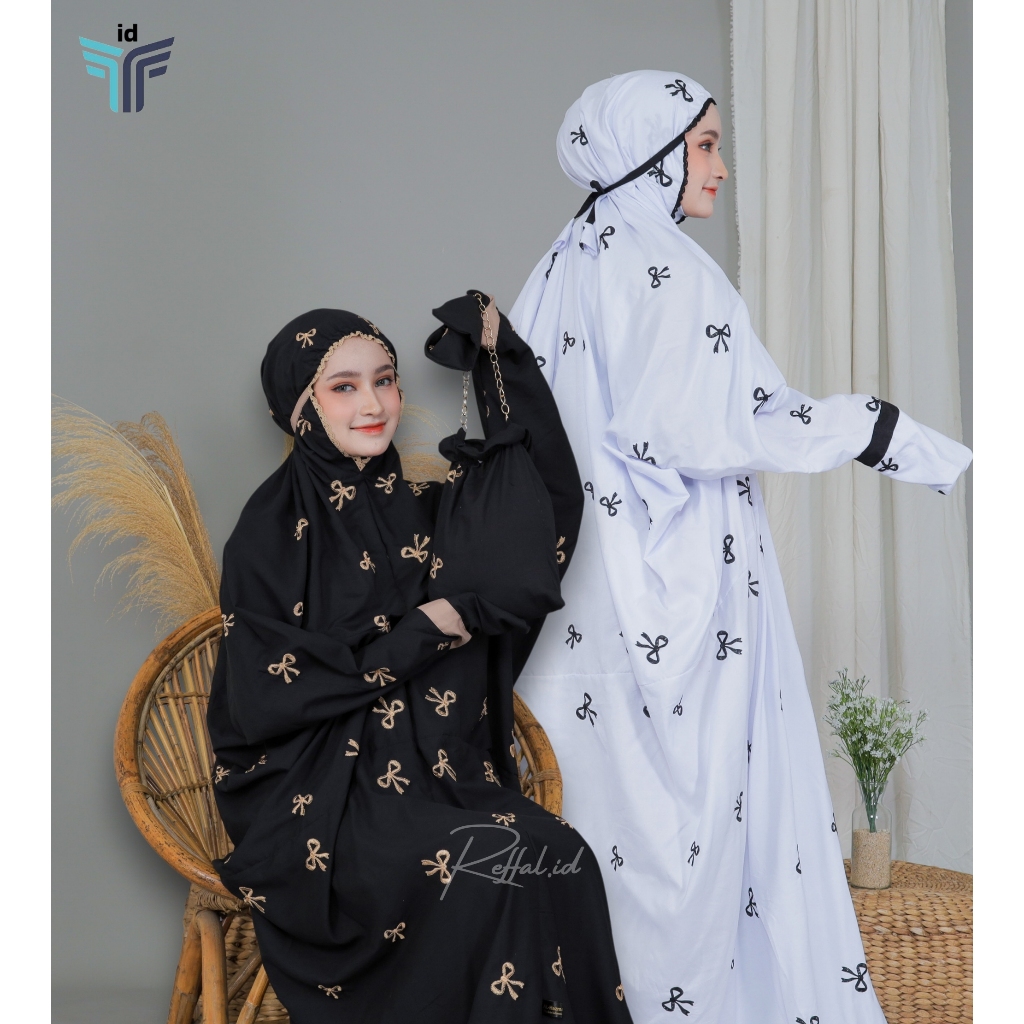 Mukena Terusan Dewasa Bordir Pita Coquette Bahan Adem