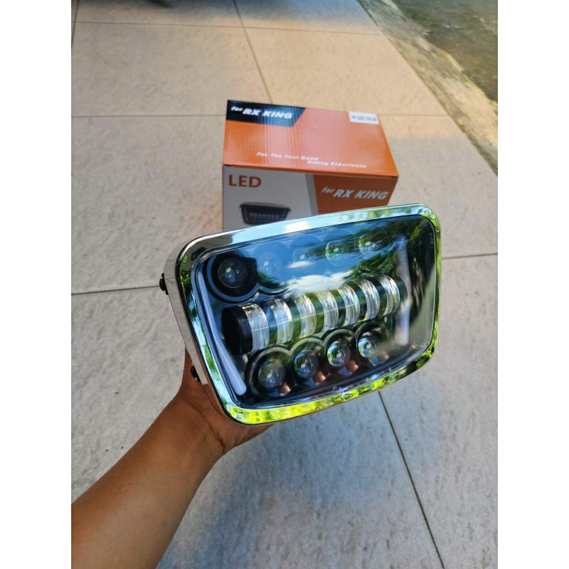Lampu Depan RX King LED Daymaker RX King Kotak Oval List Crom Set Batok