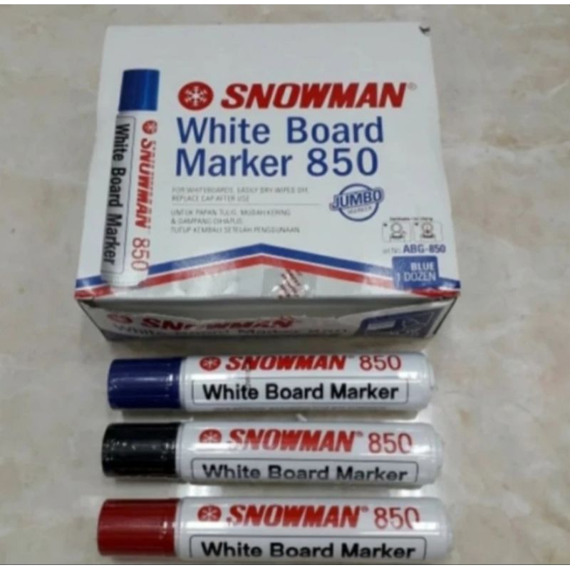 

Snowman Spidol White Board Marker 850 (Spidol jumbo) Biru / Hijau / Hitam / Merah - Doz isi 12 Pcs.