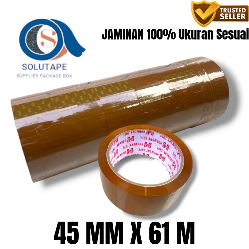 

Lakban Isolasi coklat Harmony Tape 1Slop isi 6 Selotip 45mmX100 yard daya rekat baik, kuat TERMURAH