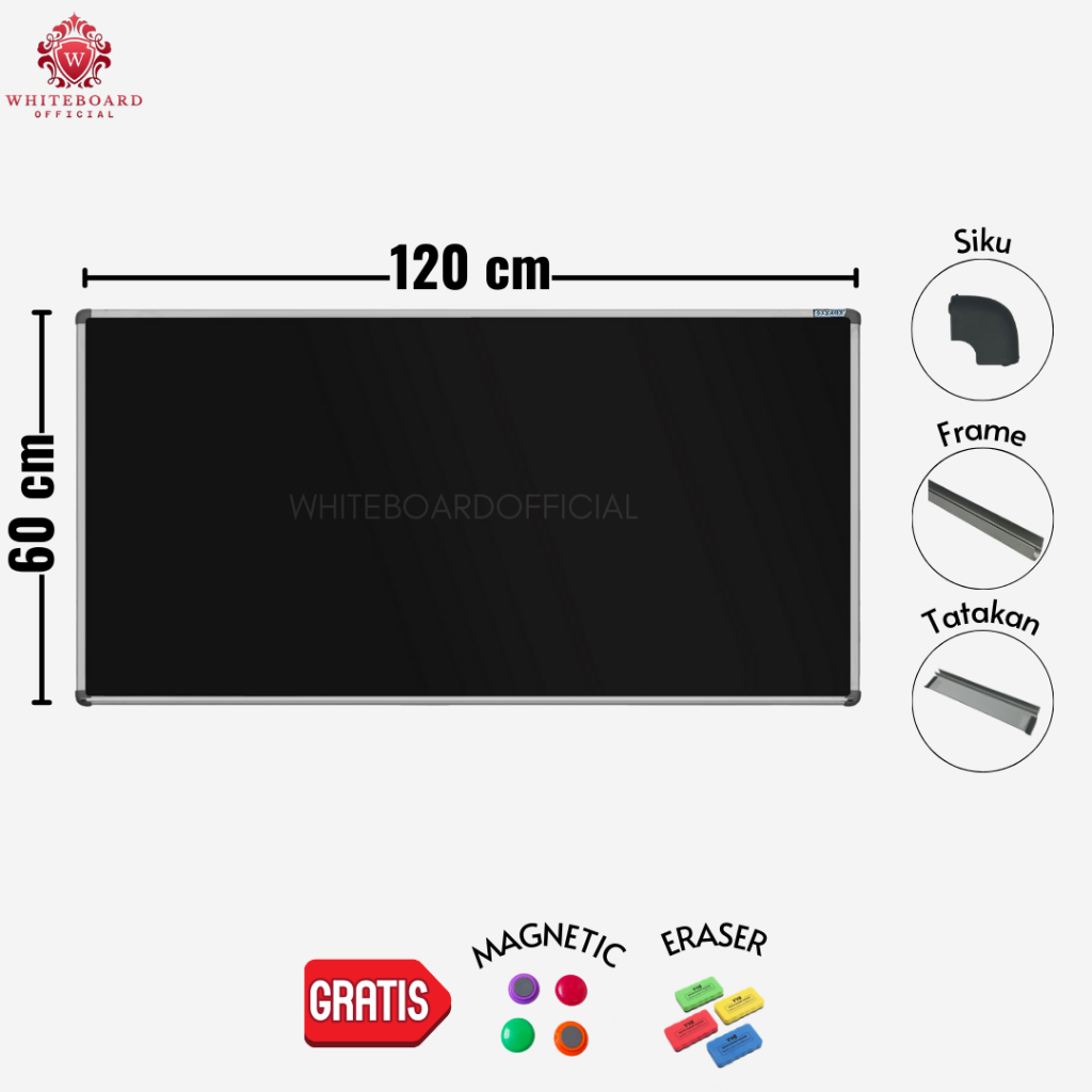 

SAKANA Papan Tulis Blackboard Magnet 60x120cm Gantung / Black Board / Chalkboard / Papan Board