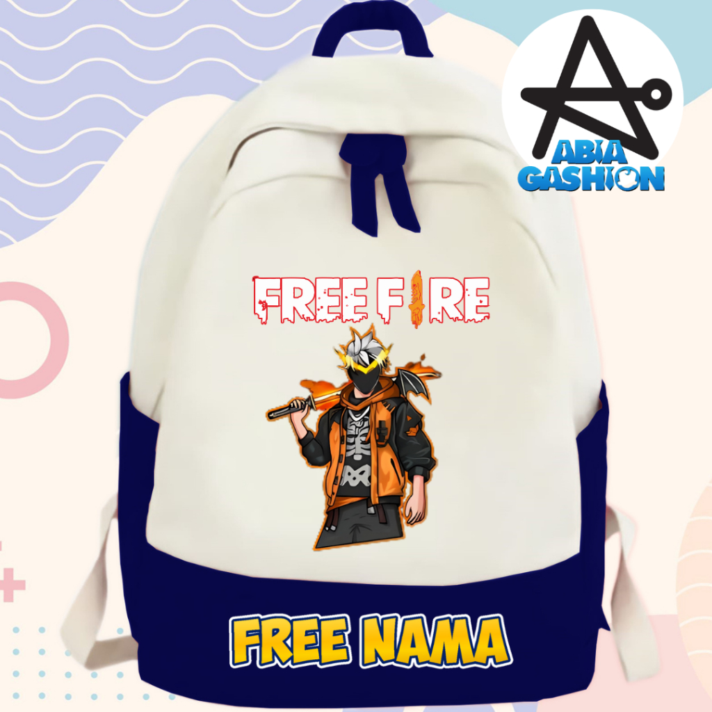 Tas Ransel Anak Custom Gambar FREE FIRE AK47 Free Nama