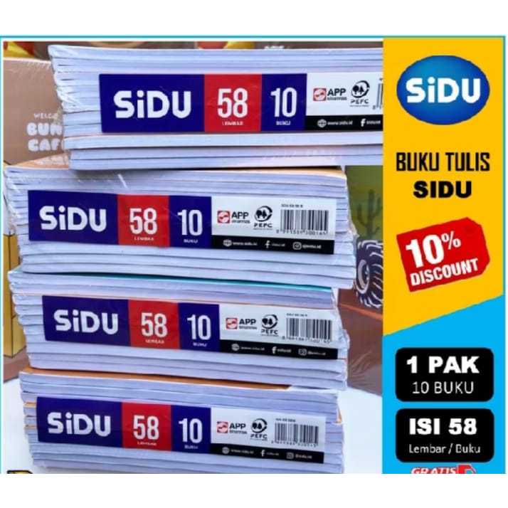 

Buku Tulis SIDU 58 Lembar [Pak=10 buku] model baru bergambar